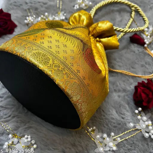Ethnic Golden pouch Bag for Elegant Style